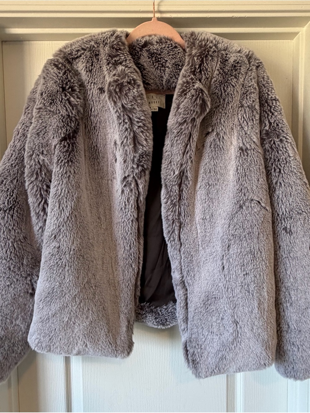 Lost + Wander Plush Gray Faux Fur Teddy Jacket Coat M